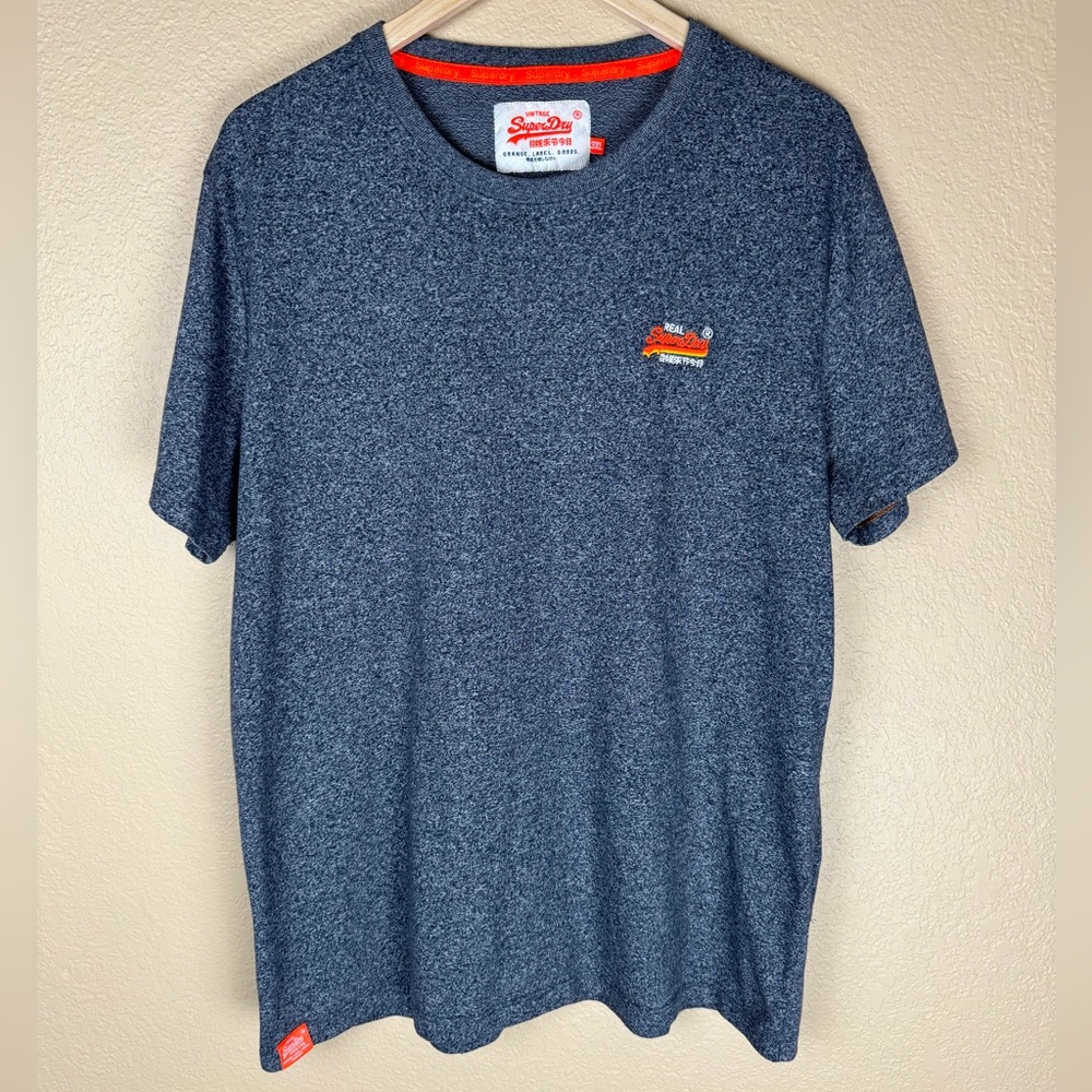 Superdry Orange Label Vintage Embroidery T-Shirt. Navy/Gray/Orange. Size- L